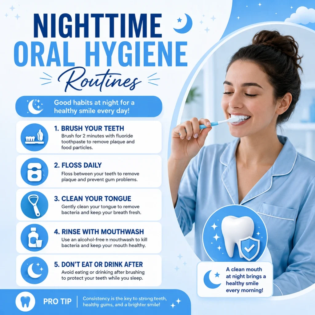 Nighttime oral hygiene routine tips